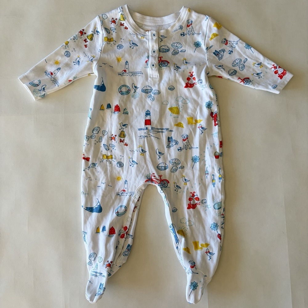 Petidoux Maisonette 6-9 Months Romper Pajamas Beach Ocean Baby Nautical White